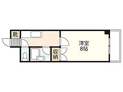 ボナハイツ川野 2階1Kの間取り