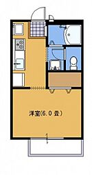 ビーライン東原 1階1Kの間取り