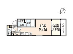 S-MOVE庚午北 2階1LDKの間取り