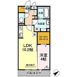 コリーヌ・Mont 3階1LDKの間取り