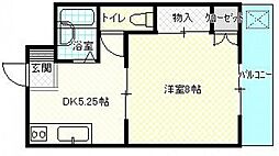 サンファミール緑井 3階1Kの間取り