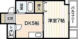 あずまビル 3階1DKの間取り