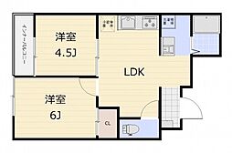 十日市ビル2 2階2DKの間取り
