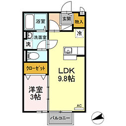 アネックス 2階1LDKの間取り