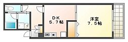 ワセダビル 1DKの間取図画像