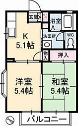 フレグランス高須 2階2Kの間取り