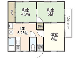 新宿荘 2DKの間取図画像