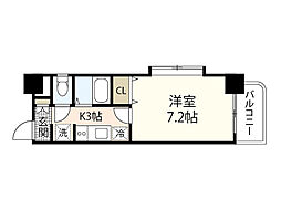 グランディールＭ 5階1Kの間取り