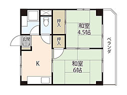 第二住田ビル 3階2DKの間取り