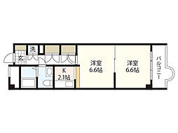 ブリアンローズ上幟町 2階2Kの間取り