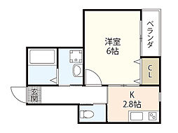 ユニクオーレ五日市I 1階1Kの間取り
