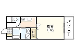ロイヤルガーデン 3階1Kの間取り