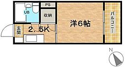 第2コーポ古屋 1階1Kの間取り