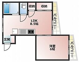 田部ビル 4階1LDKの間取り