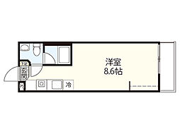 リバーノース大町西 3階ワンルームの間取り