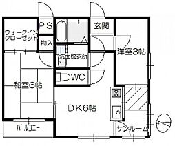 コスミック 7階2DKの間取り