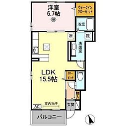 ルミナスコート 1階1LDKの間取り