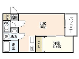 COCOAS廿日市駅前 1LDKの間取図画像