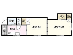 広洋第一コーポ 2DKの間取図画像