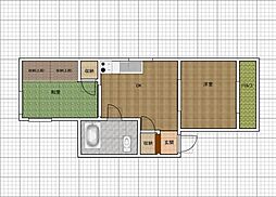 磯尾マンション 2DKの間取図画像