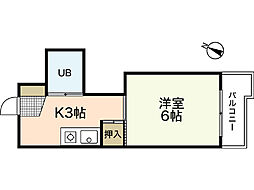 北岡ビル 1Kの間取図画像