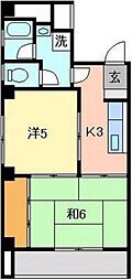 ドミール上田 2Kの間取図画像