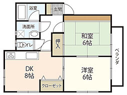 稲垣ビル 2DKの間取図画像
