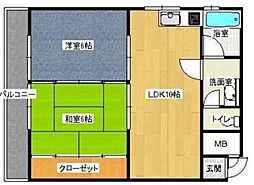 第3若宮ビル 2LDKの間取図画像