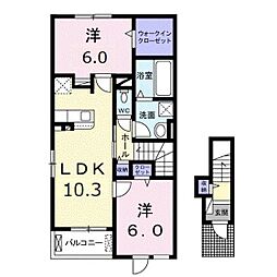 アジュールA 2LDKの間取図画像