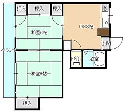 OSビル 2DKの間取図画像