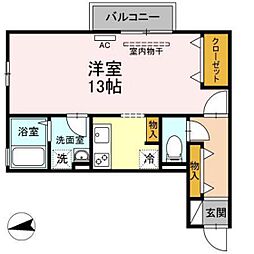 リビングタウン宮の町A ワンルームの間取図画像