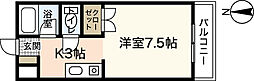 ベリーベル 1Kの間取図画像