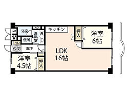 日商岩井光町ハイツ 2LDKの間取図画像