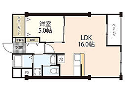 戸坂コーポラス 1LDKの間取図画像