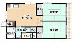 高尾ハイツ 2LDKの間取図画像