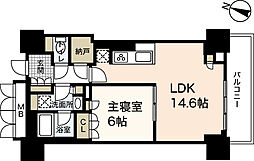 グランクロスタワー広島 1LDKの間取図画像