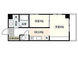 ノーブル平和大通り 1LDKの間取図画像