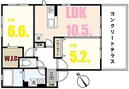 メゾンブランシュB 2LDKの間取図画像