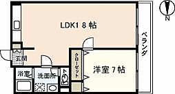 東カングランドマンション広島リバーサイド 1LDKの間取図画像