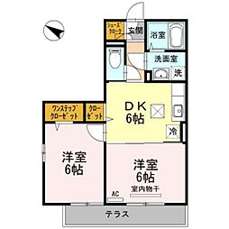 グレイスコート2 2DKの間取図画像