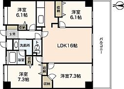 サウスヒルズAシティー 4LDKの間取図画像