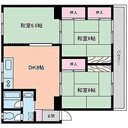 横山マンション 3DKの間取図画像