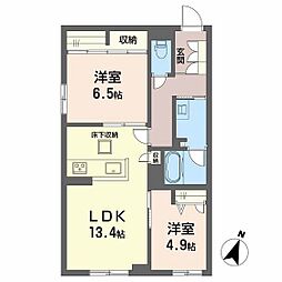 Wave 伏見 2LDKの間取図画像