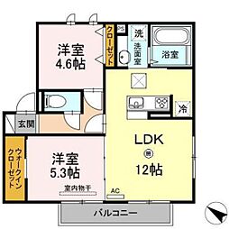 カリアタワー 2LDKの間取図画像