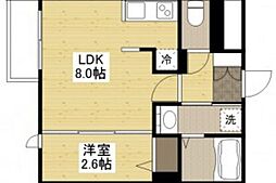 月光南観音六番館 1LDKの間取図画像