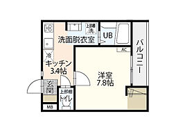 エールメゾン己斐上弐番館 1Kの間取図画像