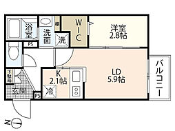 月光江波東四番館 1LDKの間取図画像