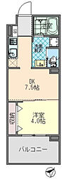 POTHOS呉三条 1DKの間取図画像
