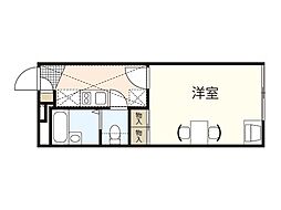 レオパレスリバージュ 1Kの間取図画像