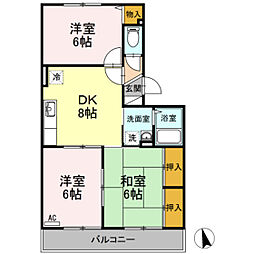セゾン高取北弐番館 3DKの間取図画像